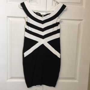 Bebe off the shoulder bodycon mini dress